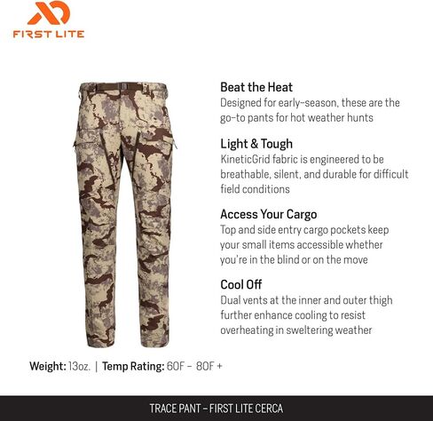 First Lite Men's Trace Pant - Ultralight Breathable Camo Hunting Pants in Kuwait