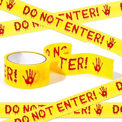 Halloween Decorations Caution Tape, Do Not Enter Yellow Scary Caution Tape Roll, Halloween Caution Tape Indoor Barricade Safety, Outdoor Halloween Party Decorations for Door, Danger Areas(4.8CM*25M) in Saudi Arabia