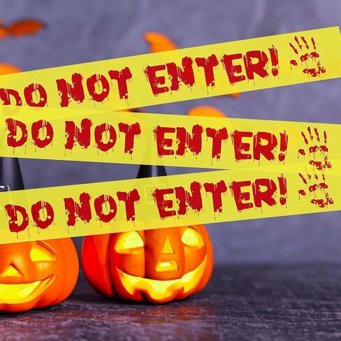 Halloween Decorations Caution Tape, Do Not Enter Yellow Scary Caution Tape Roll, Halloween Caution Tape Indoor Barricade Safety, Outdoor Halloween Party Decorations for Door, Danger Areas(4.8CM*25M) in Saudi Arabia