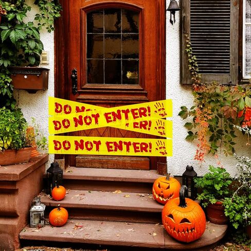 Halloween Decorations Caution Tape, Do Not Enter Yellow Scary Caution Tape Roll, Halloween Caution Tape Indoor Barricade Safety, Outdoor Halloween Party Decorations for Door, Danger Areas(4.8CM*25M) in Saudi Arabia