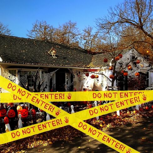 Halloween Decorations Caution Tape, Do Not Enter Yellow Scary Caution Tape Roll, Halloween Caution Tape Indoor Barricade Safety, Outdoor Halloween Party Decorations for Door, Danger Areas(4.8CM*25M) in Saudi Arabia