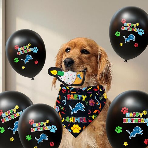 NFL Detroit Lions Dog Birthday Party Set 8pcs with 1 Football Bandana Small/Medium, 1 Birthday Cake Toy & 6 B-Day Balloons, Dog Birthday Set, Costume, Fun Doggie Party Accesories in Saudi Arabia