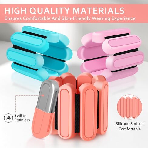 Adjustable Wrist & Ankle Weights Set of 2(1Lbs Each), Premium Silicone Wearable Weight Bracelets, Fits for Yoga, Pilates, Home Gym Workout, Dance, Pool Exercises, Jogging, Cardio, Strength Training in Saudi Arabia