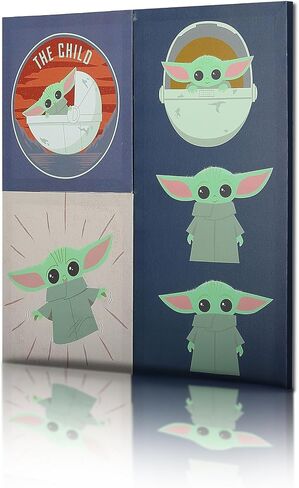POP Creations Baby Yoda Large Wall Art | 3-Piece The Mandalorian, The Various Style Grogu Pictures Canvas Art | Premium 24x24 Star Wars Stretched Canvas Wall Art in Saudi Arabia