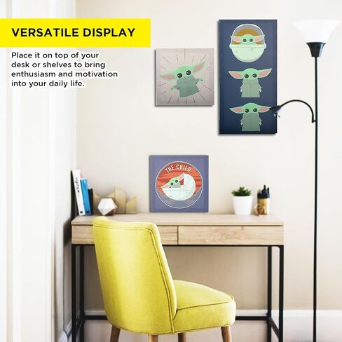 POP Creations Baby Yoda Large Wall Art | 3-Piece The Mandalorian, The Various Style Grogu Pictures Canvas Art | Premium 24x24 Star Wars Stretched Canvas Wall Art in Saudi Arabia