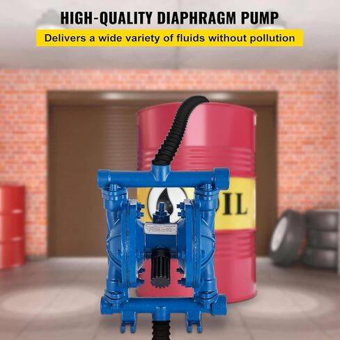 VEVOR Air-Operated Double Diaphragm Pump, 1/2 in Inlet & Outlet, Cast Iron Body, 3 GPM & Max 90 PSI, Nitrile Diaphragm Pneumatic Transfer Pump for Petroleum, Diesel, Oil & Low Viscosity Fluids in Saudi Arabia