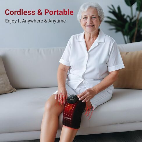 دعامة ركبة للعلاج بالضوء الأحمر اللاسلكي ثلاثي الأبعاد من كومفيتيمب، مدلك ركبة اهتزاز لاسلكي قابل لإعادة الشحن بقدرة 5000 مللي أمبير في الساعة لتخفيف الألم، تطبيق محمول مريح بالقرب من غلاف ضوء الأشعة تحت الحمراء لاسترخاء عضلات مفصل الركبة in Kuwait