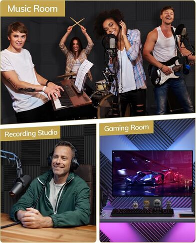 24 حزمة - 12 * 12 * 2 بوصة من ألواح الرغوة الصوتية ذاتية اللصق، ألواح صوت مصممة بشكل هرمي ثلاثي الأبعاد من TONOR لامتصاص الأصداء، توسيع سريع، رغاوي ممتصة للصوت مناسبة للمنزل والاستوديو، أسود in Kuwait