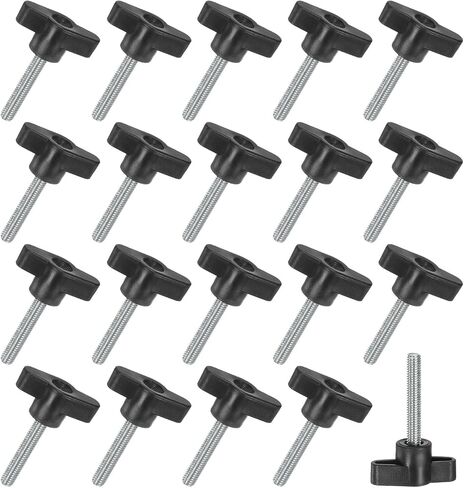 20-Pack Thumb Screws, M6x30mm Tee Wing Knobs, Carbon Steel T Handle Clamping Screw Knob for Woodworking/Machinery/Equipment, Metric Thread Thumbscrew [Black] in Kuwait