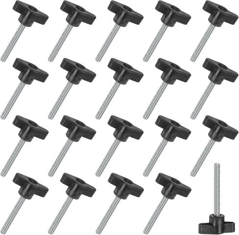 20-Pack Thumb Screws, M6x30mm Tee Wing Knobs, Carbon Steel T Handle Clamping Screw Knob for Woodworking/Machinery/Equipment, Metric Thread Thumbscrew [Black] in Kuwait