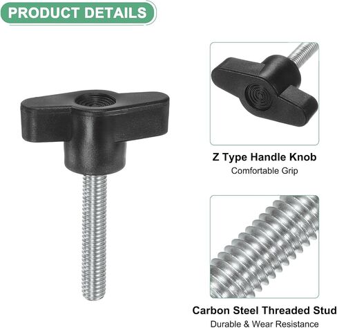 20-Pack Thumb Screws, M6x30mm Tee Wing Knobs, Carbon Steel T Handle Clamping Screw Knob for Woodworking/Machinery/Equipment, Metric Thread Thumbscrew [Black] in Kuwait