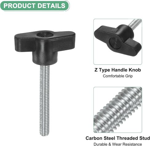 20-Pack Thumb Screws, M6x30mm Tee Wing Knobs, Carbon Steel T Handle Clamping Screw Knob for Woodworking/Machinery/Equipment, Metric Thread Thumbscrew [Black] in Kuwait