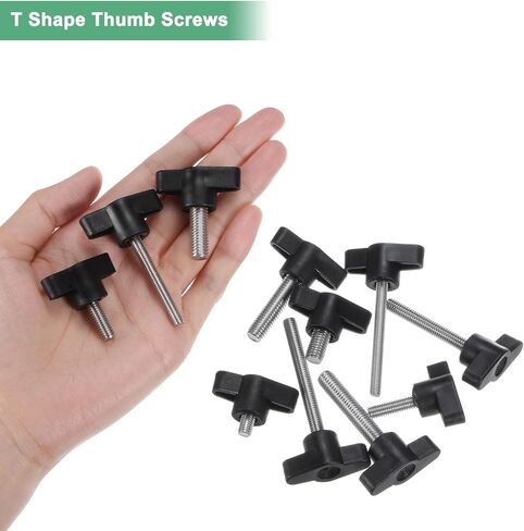 20-Pack Thumb Screws, M6x30mm Tee Wing Knobs, Carbon Steel T Handle Clamping Screw Knob for Woodworking/Machinery/Equipment, Metric Thread Thumbscrew [Black] in Kuwait