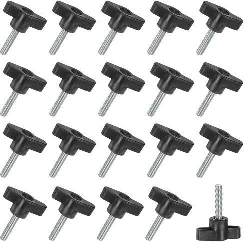 20-Pack Thumb Screws, M6x30mm Tee Wing Knobs, Carbon Steel T Handle Clamping Screw Knob for Woodworking/Machinery/Equipment, Metric Thread Thumbscrew [Black] in Kuwait