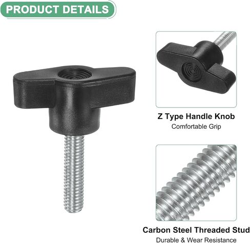 20-Pack Thumb Screws, M6x30mm Tee Wing Knobs, Carbon Steel T Handle Clamping Screw Knob for Woodworking/Machinery/Equipment, Metric Thread Thumbscrew [Black] in Kuwait