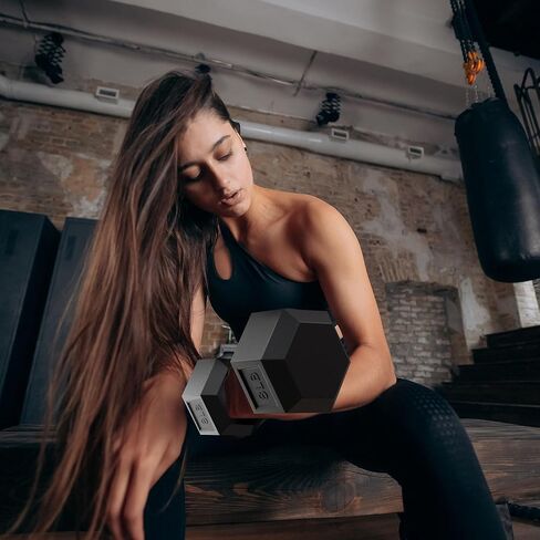 BalanceFrom Signature Alloy Steel 200 رطل من المطاط المغطى بدمبل سداسي لتدريب القوة 10 و15 و20 و25 و30 رطل مع رف تخزين، أسود in Kuwait