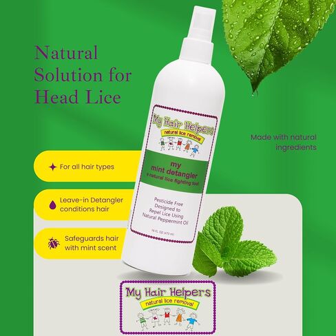 My Hair Helpers Mint Anti-Lice Hair Detangler for Kids - Conditioning Spray - Natural Lice Product - All Hair Types - Works for 1-2 Children, 8 Ounces in Saudi Arabia