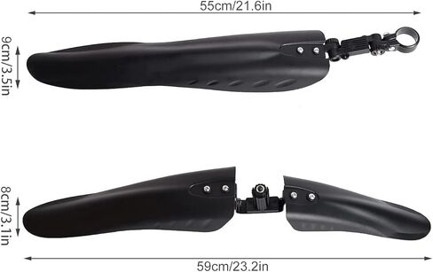 مجموعة واقيات الطين للدراجة مقاس 24/26/27.5 بوصة، 3 أجزاء - غطاء كامل عالمي سميك وموسع للدراجة مجموعة واقي الطين الأمامي والخلفي للدراجة الجبلية قابل للتعديل رفرف الطين لدراجة الطريق MTB in Kuwait