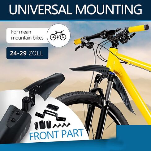 مجموعة واقيات الطين للدراجة مقاس 24/26/27.5 بوصة، 3 أجزاء - غطاء كامل عالمي سميك وموسع للدراجة مجموعة واقي الطين الأمامي والخلفي للدراجة الجبلية قابل للتعديل رفرف الطين لدراجة الطريق MTB in Kuwait