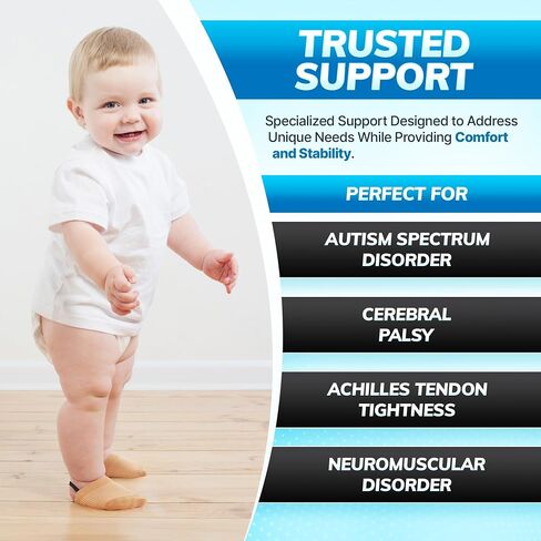 BraceAbility Toe Walking Socks (Pair) - Pediatric Kids Foot Brace for Comfortable Tip Toe Walking Prevention and Correction for Children and Toddlers, Cerebral Palsy Equipment, ADHD Support (M - Beige) in Saudi Arabia
