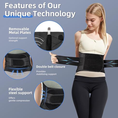 Back Brace for Men Women Lower Back Pain Relief with 7 Stays, Adjustable Back Support Belt for Herniated Disc, Sciatica, Scoliosis, Breathable Lumbar Support Brace with Hot &Cold Pad Therapy Pocket (L (Waist 56''-65'')) in Saudi Arabia
