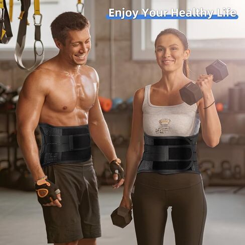 Back Brace for Men Women Lower Back Pain Relief with 7 Stays, Adjustable Back Support Belt for Herniated Disc, Sciatica, Scoliosis, Breathable Lumbar Support Brace with Hot &Cold Pad Therapy Pocket (L (Waist 56''-65'')) in Saudi Arabia