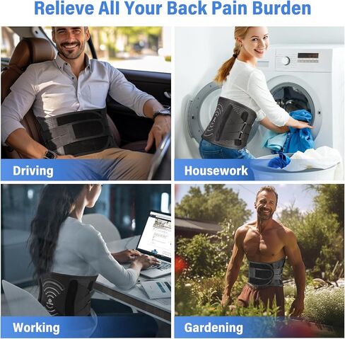 Back Brace for Men Women Lower Back Pain Relief with 7 Stays, Adjustable Back Support Belt for Herniated Disc, Sciatica, Scoliosis, Breathable Lumbar Support Brace with Hot &Cold Pad Therapy Pocket (L (Waist 56''-65'')) in Saudi Arabia
