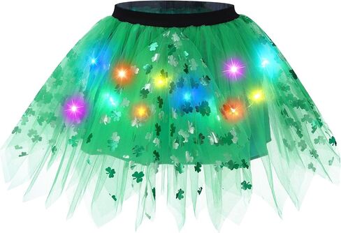 كاكاكو تضيء تنورة سانت باتريك توتو الخضراء شامروك تول تنورات قصيرة مهرجان الأيرلندية توتو زي للفتيات في سن المراهقة in Kuwait