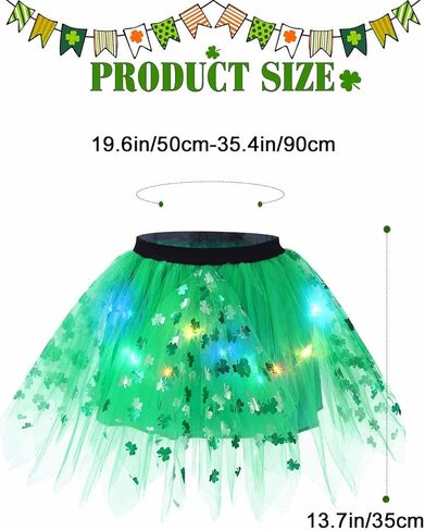 كاكاكو تضيء تنورة سانت باتريك توتو الخضراء شامروك تول تنورات قصيرة مهرجان الأيرلندية توتو زي للفتيات في سن المراهقة in Kuwait