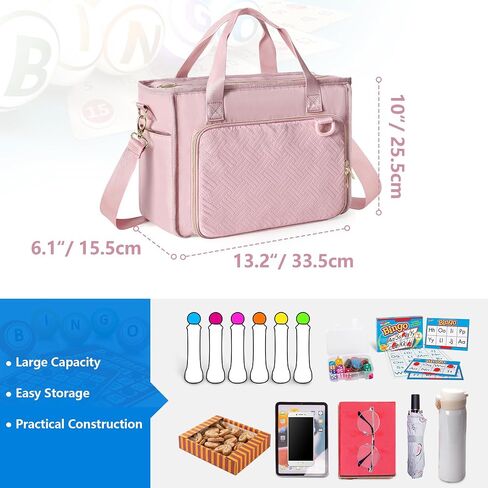 Bingo Tote Bag with Pockets for Bingo Game, Portable Bingo Dauber Bag for Bingo Accessories Supplies, Black(Only Empty Bag) in Kuwait