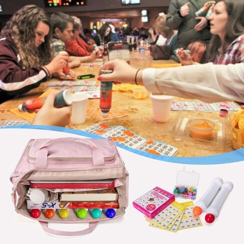 Bingo Tote Bag with Pockets for Bingo Game, Portable Bingo Dauber Bag for Bingo Accessories Supplies, Black(Only Empty Bag) in Kuwait