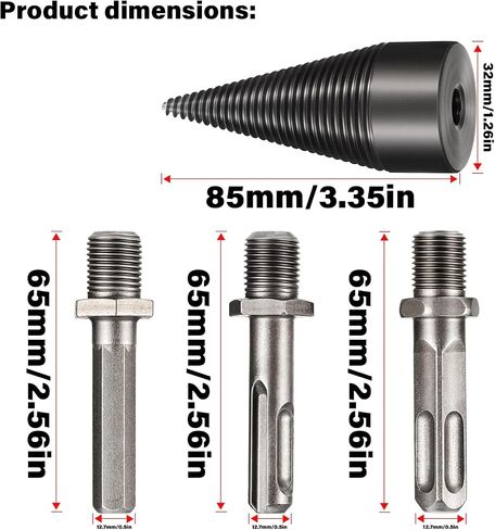 Ameri Wood Splitter Drill Bits Heavy Duty Drill Screw Cone Driver Removable Firewood Log Splitter Drill Bit Suitable for Hand Drills - Hexagonal + Square + Round (42 MM) in Saudi Arabia