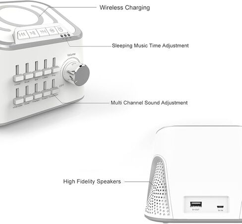 آلة ضوضاء بيضاء، 10 صانعة ضوضاء بيضاء، آلة صوت بلوتوث قابلة للتعديل، علاج للنوم للبالغين والأطفال، 3 مؤقتات للمساعدة على النوم للاسترخاء أثناء النوم in Kuwait