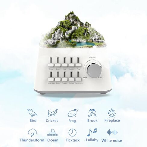 آلة ضوضاء بيضاء، 10 صانعة ضوضاء بيضاء، آلة صوت بلوتوث قابلة للتعديل، علاج للنوم للبالغين والأطفال، 3 مؤقتات للمساعدة على النوم للاسترخاء أثناء النوم in Kuwait