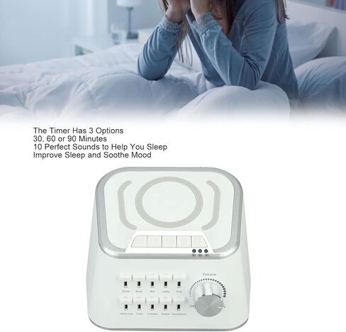 آلة ضوضاء بيضاء، 10 صانعة ضوضاء بيضاء، آلة صوت بلوتوث قابلة للتعديل، علاج للنوم للبالغين والأطفال، 3 مؤقتات للمساعدة على النوم للاسترخاء أثناء النوم in Kuwait