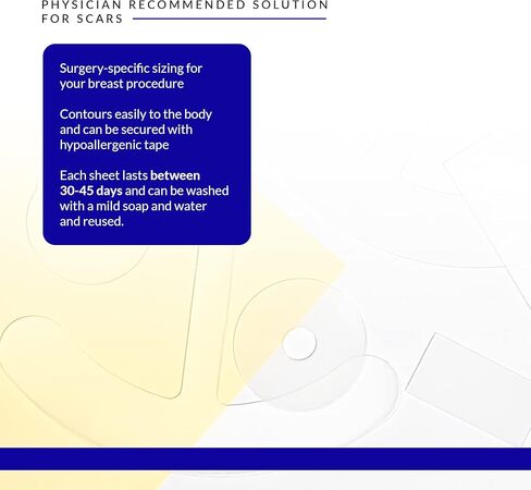 صفائح السيليكون Rejuvaskin Scar Fx - زوج من شريط الندبات السيليكون للندبات الجراحية للثدي - نمط المصاصة - شريط سيليكون لتنعيم الندبات وتسطيحها وتقليلها واستعادتها - يوصى بها الطبيب in Kuwait