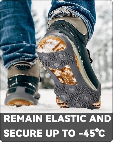Sportneer Crampons, Ice Cleats for Shoes and Boots with 28 Spikes - Anti Slip Shoe Grip Easy to Wear Ice Traction Grips for Women & Men Walking Shoveling Snow on Ice and Snow in Saudi Arabia