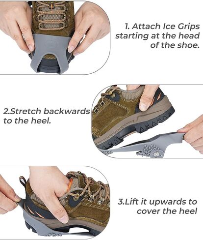 Sportneer Crampons, Ice Cleats for Shoes and Boots with 28 Spikes - Anti Slip Shoe Grip Easy to Wear Ice Traction Grips for Women & Men Walking Shoveling Snow on Ice and Snow in Saudi Arabia