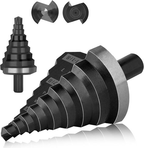 Step Drill Bit Set,1/8" to 1-3/8" 19-Steps, Cobalt Bits, Heavy Duty for Stainless Steel, Hard Metal, Aluminum, Wood, 2pcs. Co35A1_Co35A3 in Kuwait