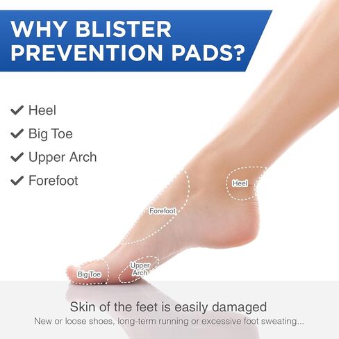 OK TAPE Blister Prevention Tape, 40 Pcs, Moleskin for Blisters, No-Residue Blister Bandages for Feet & Body, Heel Patches, 1.2in X 3.5in Precut Strips - Blue in Saudi Arabia