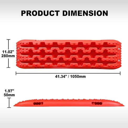 Big Red 27-Inch Off-Road Traction Boards, Recovery Tracks, and Traction Mat Set for Snow, Mud and Sand Rescue in Kuwait