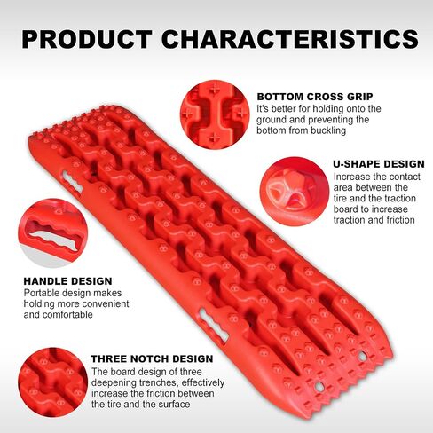 Big Red 27-Inch Off-Road Traction Boards, Recovery Tracks, and Traction Mat Set for Snow, Mud and Sand Rescue in Kuwait