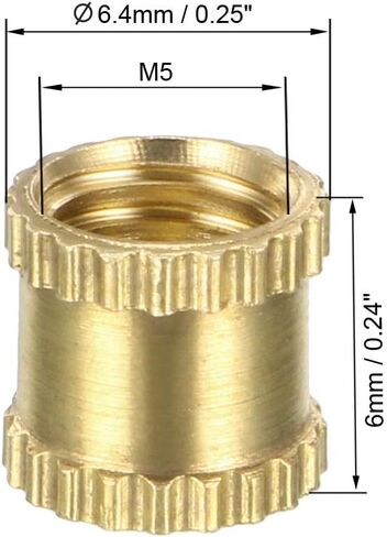 uxcell Knurled Insert Nuts - 200Pcs M2 x 3mm Length x 3.2mm OD Female Thread Brass Threaded Insert Embedment Nut for 3D Printer in Saudi Arabia