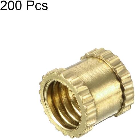 uxcell Knurled Insert Nuts - 200Pcs M2 x 3mm Length x 3.2mm OD Female Thread Brass Threaded Insert Embedment Nut for 3D Printer in Saudi Arabia