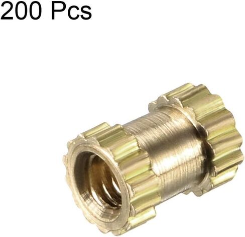 uxcell Knurled Insert Nuts - 200Pcs M2 x 3mm Length x 3.2mm OD Female Thread Brass Threaded Insert Embedment Nut for 3D Printer in Saudi Arabia