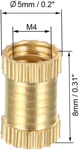 uxcell Knurled Insert Nuts - 200Pcs M2 x 3mm Length x 3.2mm OD Female Thread Brass Threaded Insert Embedment Nut for 3D Printer in Saudi Arabia