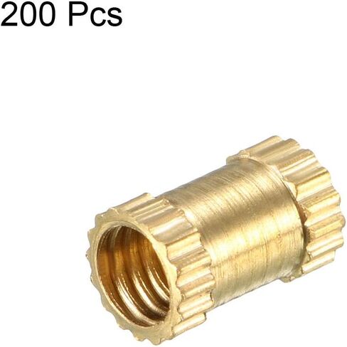 uxcell Knurled Insert Nuts - 200Pcs M2 x 3mm Length x 3.2mm OD Female Thread Brass Threaded Insert Embedment Nut for 3D Printer in Saudi Arabia