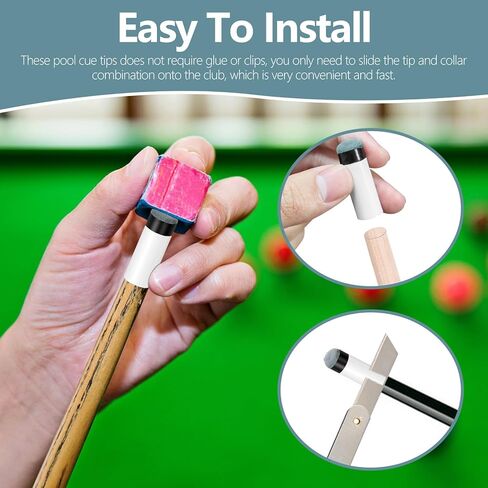 20 مجموعة من رؤوس عصا البلياردو مقاس 12 مم، أطراف عصا حمام السباحة مع حلقات بلاستيكية بيضاء، أطراف بديلة احترافية للبلياردو (أزرق) in Kuwait