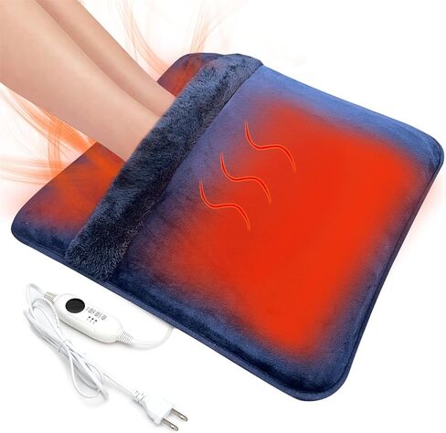 Double Sided Foot Warmer Full Wrap-Around with LCD Display & 8 Hrs Timer, Electric Feet Heating Pads Under Desk with Non-Slip & Machine Washable for Bed, Office, Home, Christmas Gift, Navy,20"*20" in Saudi Arabia