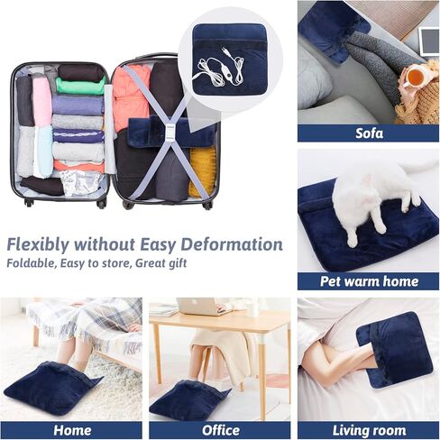 Double Sided Foot Warmer Full Wrap-Around with LCD Display & 8 Hrs Timer, Electric Feet Heating Pads Under Desk with Non-Slip & Machine Washable for Bed, Office, Home, Christmas Gift, Navy,20"*20" in Saudi Arabia